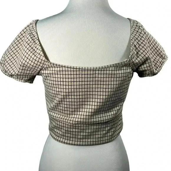 Haley & June Plaid Button-up Crop Top Large - Picture 2 of 5